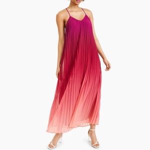Bar III Pink Pleated Ombré Maxi Dress - Size SMALL
